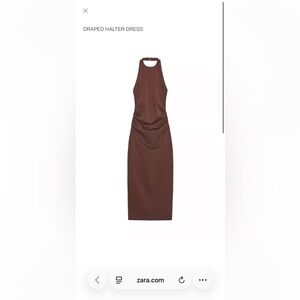 Zara Brown High Neck Halter Maxi Dress